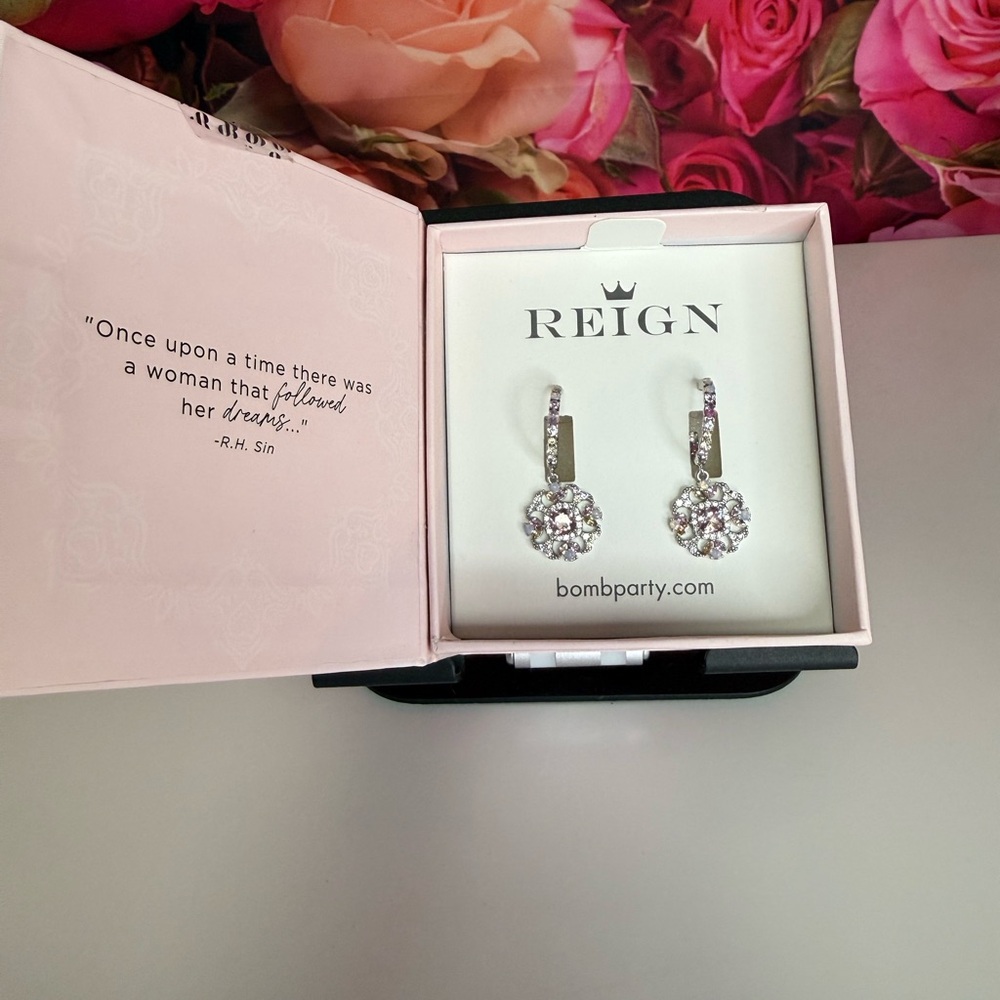 Reign Elegant Silver and Purple Earrings